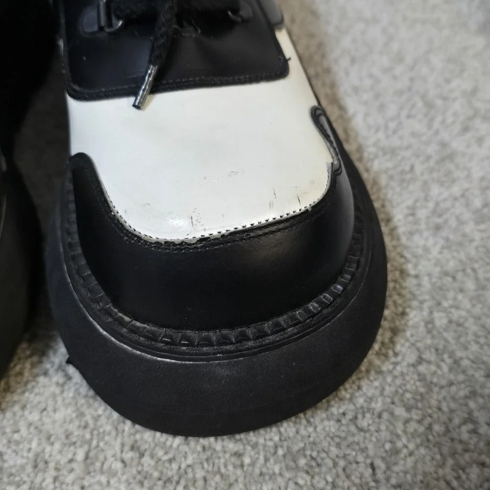 Vintage FLUEVOG Bunks Womens (9) 90s Black White Creeper Platform Rave Club - Picture 4 of 14
